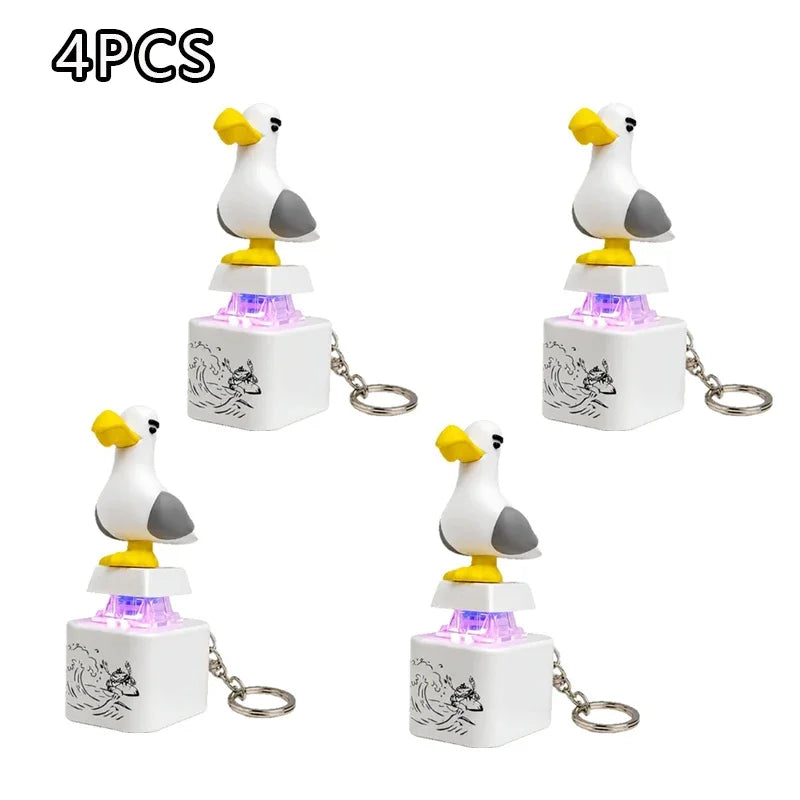Led Light And Sound Mine Bird Keychain Rechargeable Fidget Keyboard Clicker Toy Stress Relief Key Ring For Adults Kids