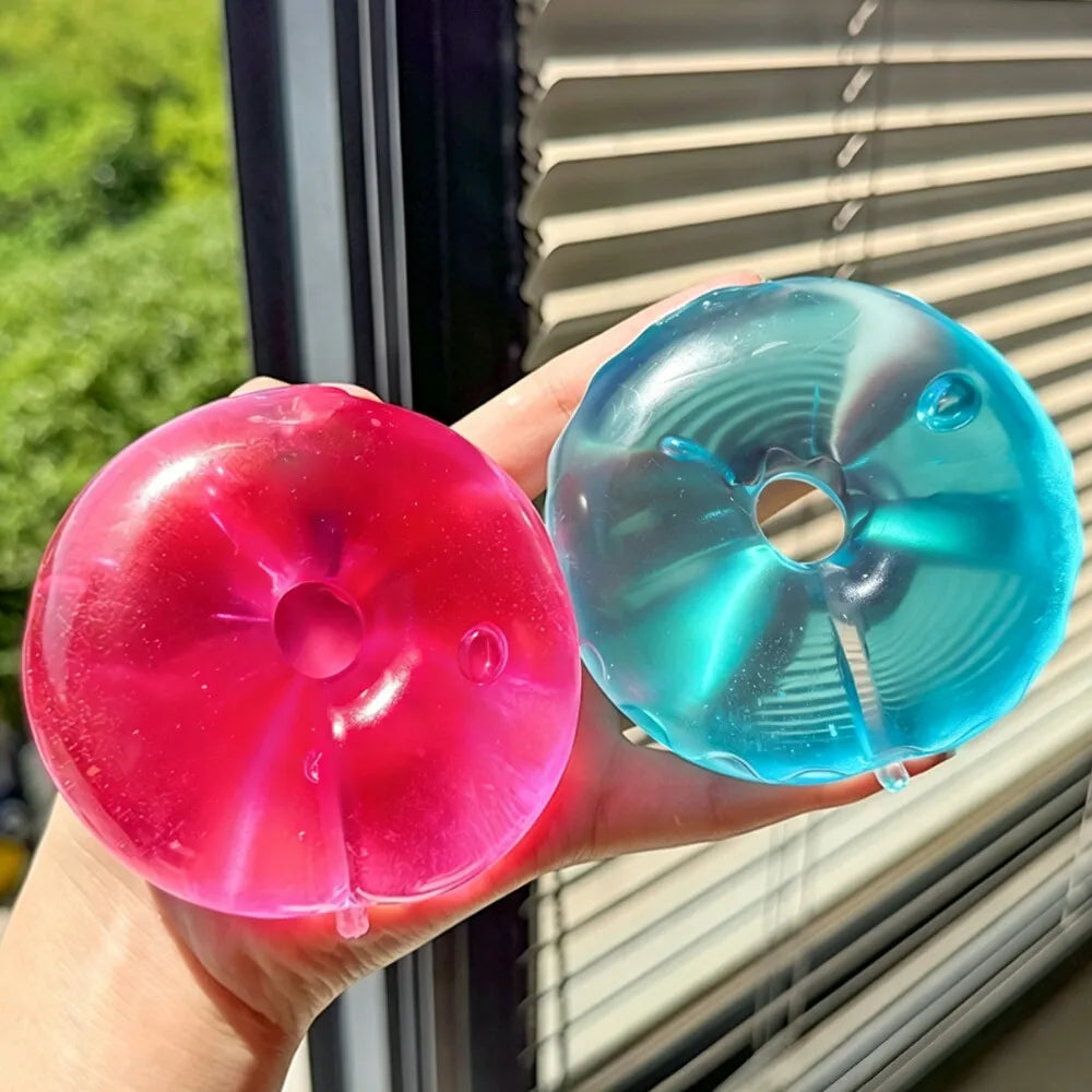 Shapeable Ultra Clear Maltose Donut Stress Ball Squishy Toy Slow Rebound Stress Relief Fidget Toy for Anxiety Stress Reliever