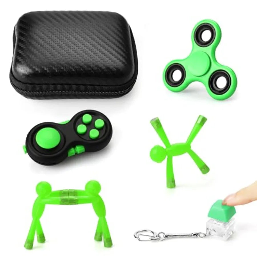 Quality Assurance 6 Pack Fidget Toys ADHD Anxiety Stress Relief Gifts Adults Green Fidget Sensory Toy Set Autism, Airplane Car