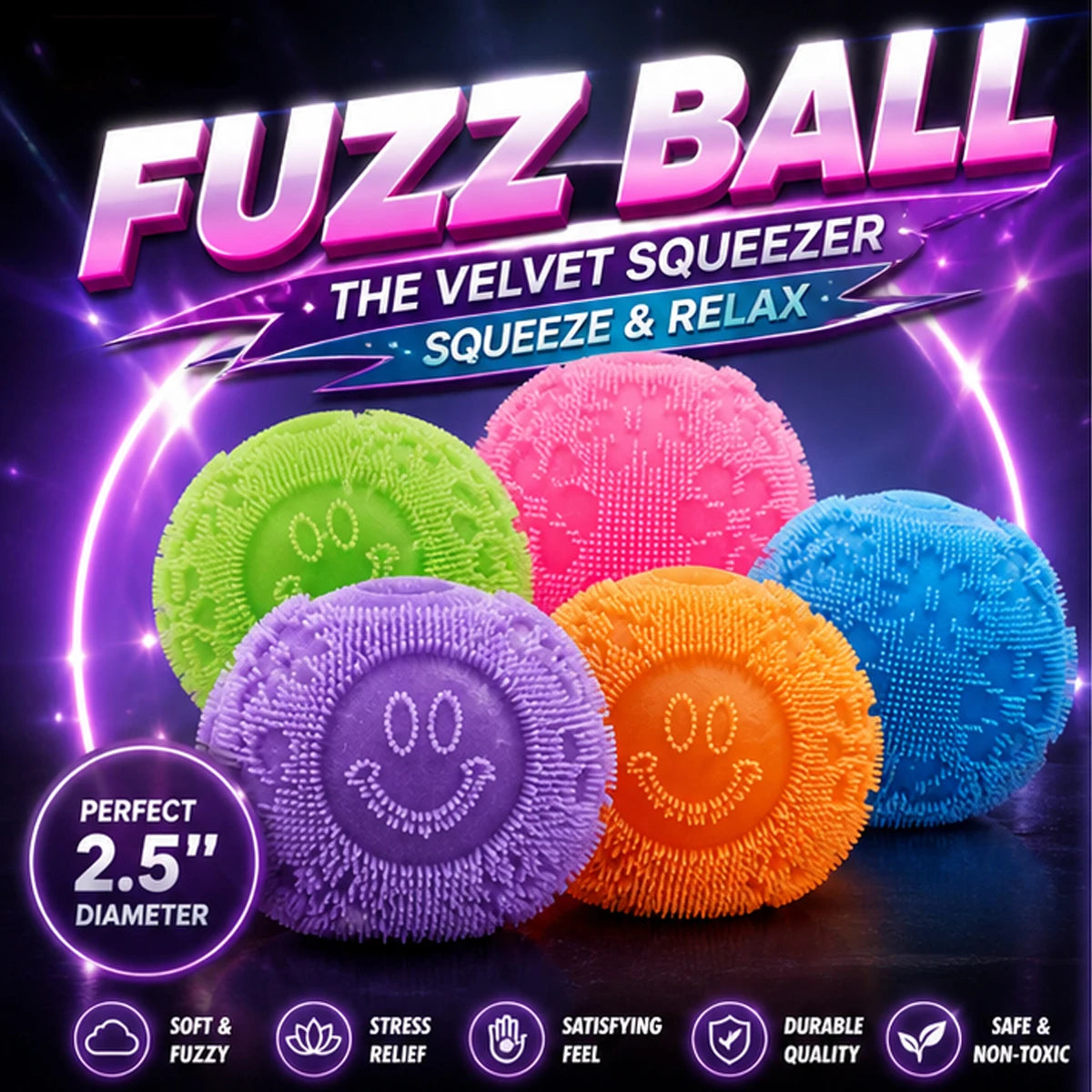 NeeDoh Fuzz Ball Blind Box Series Desktop Ornament Stress Relief Toys Suitable For People Under Pressure Fun Soft Stress Ball