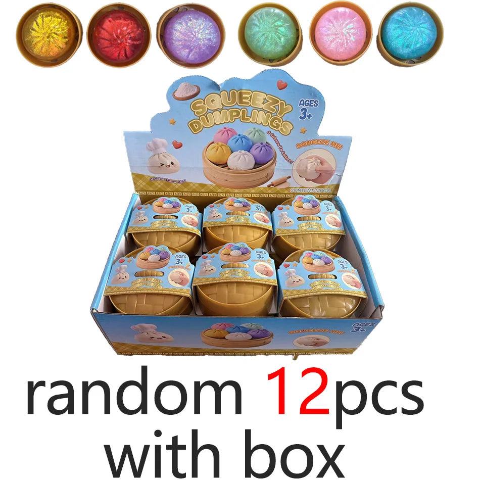 In Stock Glitter Dumpling Glitter Dumpling Squishy with Box Dumplings Sensory Squeeze Toy for Stress Relief