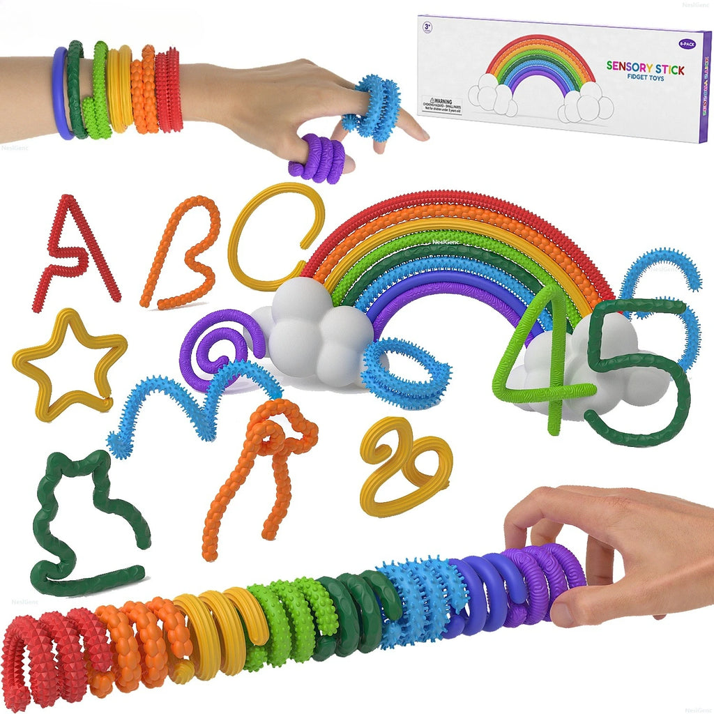 Silicone Sensory Sticks | Flexible, Shape-Changing Fidget Toys for Kids & Adults ,Mixed Color Stocking Stuffers for Teens