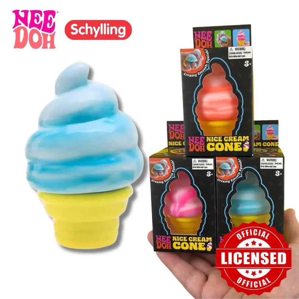 Schylling NeeDoh Ice Cream Cone & Nice Cube Squeeze Fidget Toy Surprise Stress Relief Desktop Ornament Party Gift
