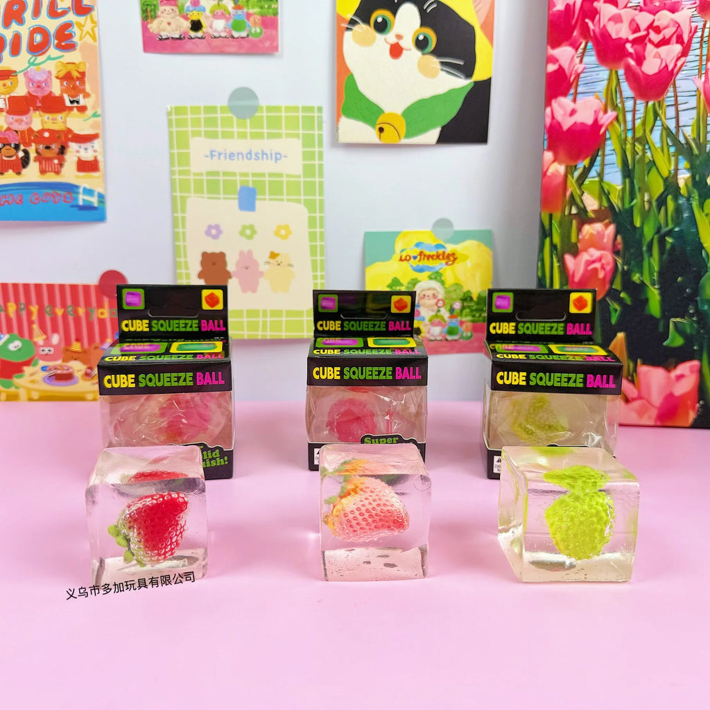 12pcs/Full Case Clear Ice Cube Resin Squishy Toy, Slow Rising Decompression Stress Relief Fidget Wholesale for Adults