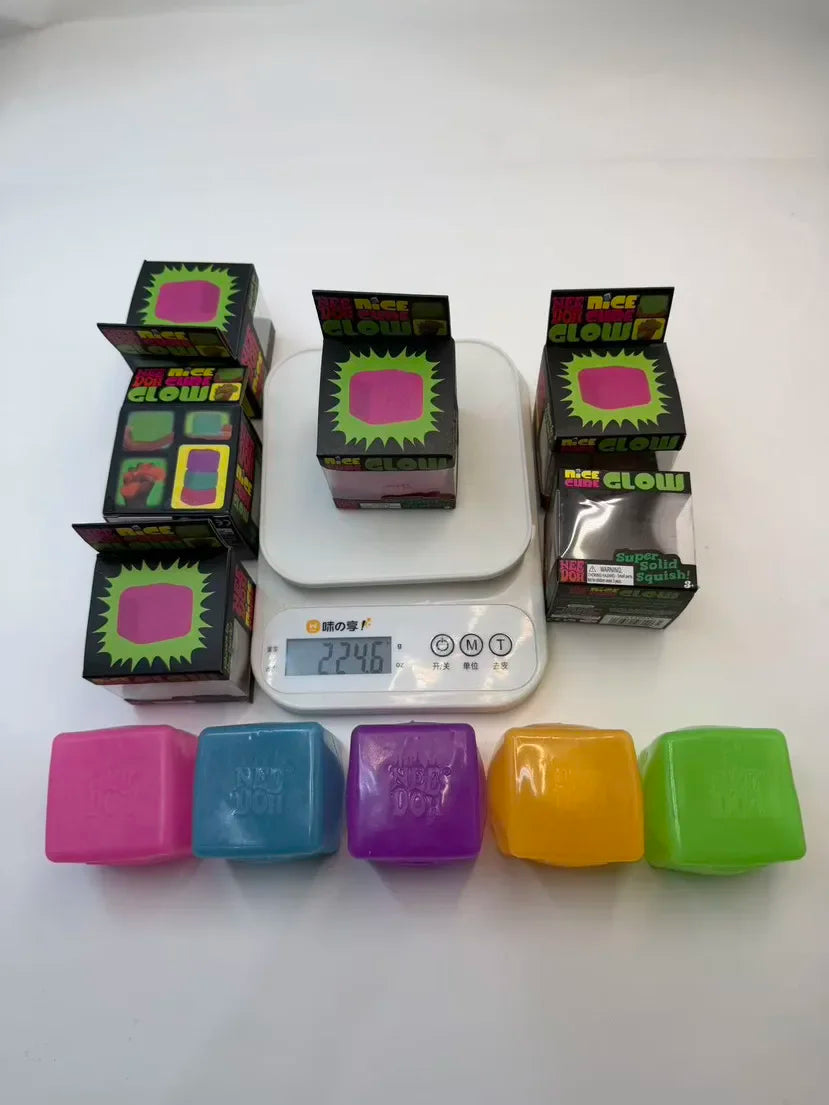 New Schylling Needoh Nice Cube Squishy Stress Toy Glow In The Dark Slow Rebound Sensory Glitter Pressure Relief For Adults gifts