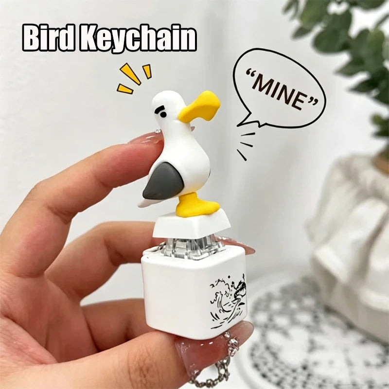 Led Light And Sound Mine Bird Keychain Rechargeable Fidget Keyboard Clicker Toy Stress Relief Key Ring For Adults Kids