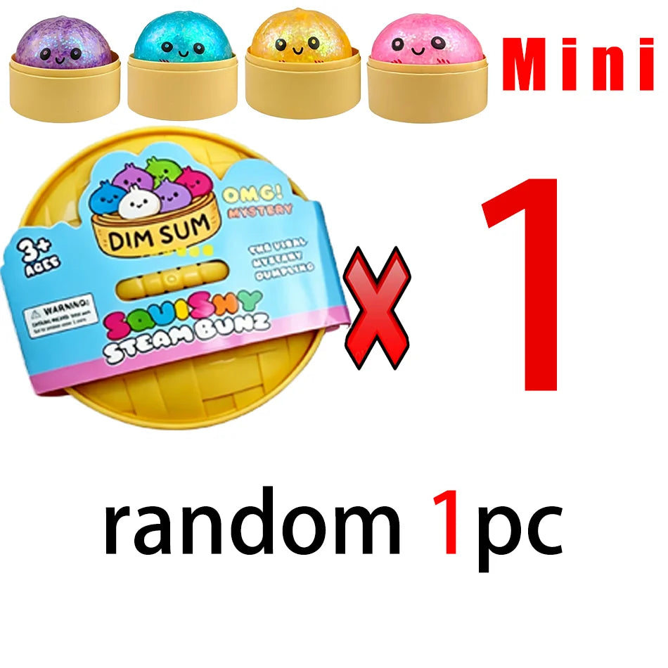 Mini 1-24pcs Glitter Dumpling Glitter Dumpling Squishy with Box Dumplings Sensory Squeeze Toy for Stress Relief