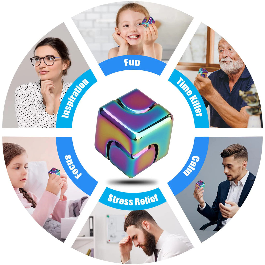 Metal Cube Spinner Fidget Toy Fingertips 3D Puzzle Gyro Gear Sensory Anti Stress Relief Educational Games