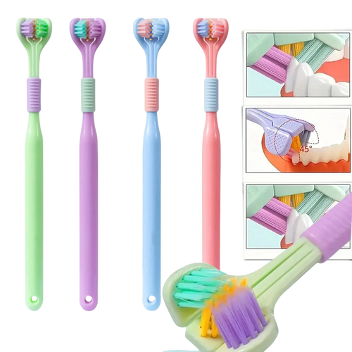 1pc Soft Bristle 3-sided Toothbrush Gentle Clean Adult Teeth Brush for Complete Gum Care Autism Sensory Design Oral Health Tool - photo 2