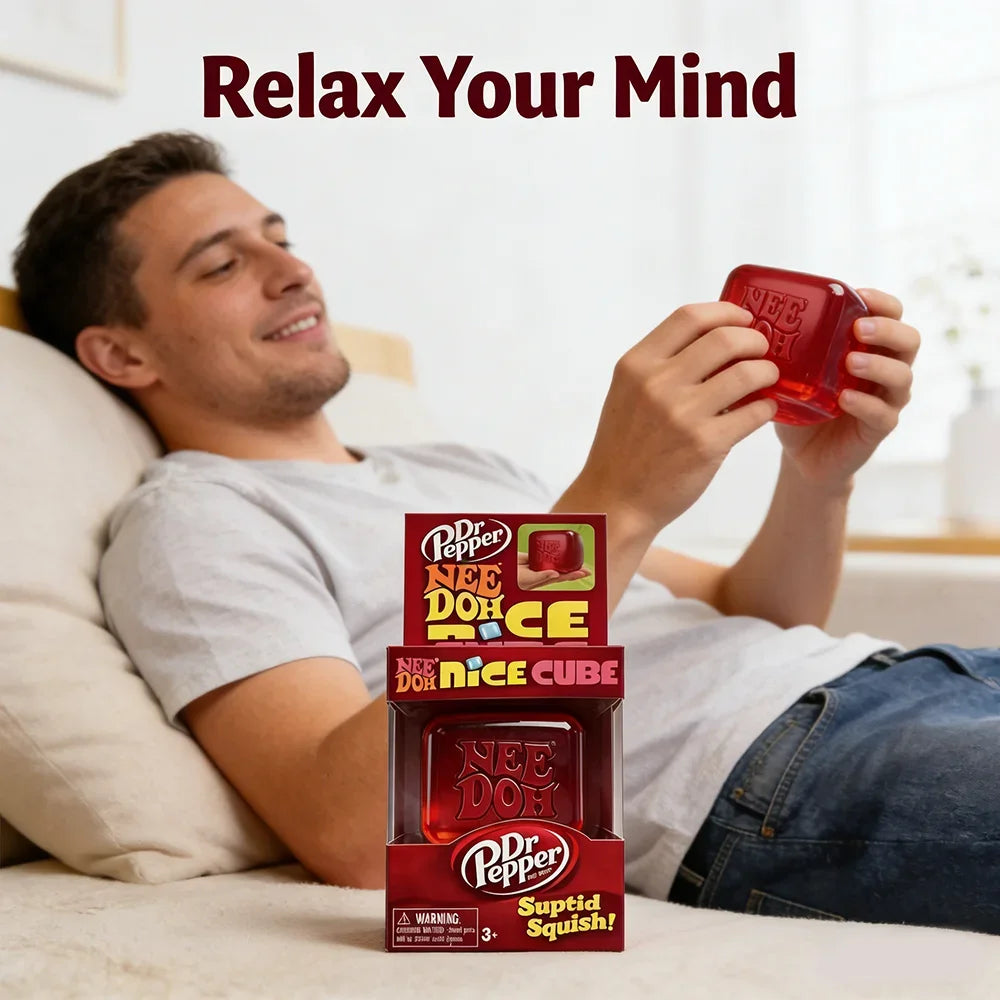 Schylling Dr Pepper & Needoh Nice Cube Blind Box Squishy Stress Squeeze Fidget Cube for Kids & Adults Anxiety Relief Sensory Toy