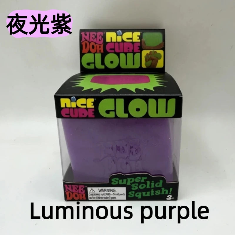 New Schylling Needoh Nice Cube Squishy Stress Toy Glow In The Dark Slow Rebound Sensory Glitter Pressure Relief For Adults gifts