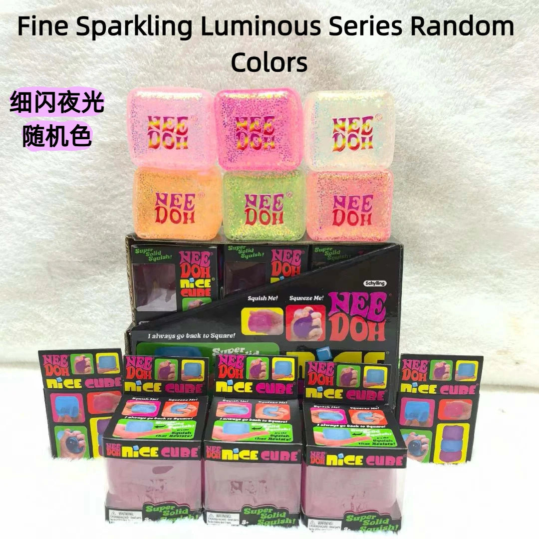 New Schylling Needoh Nice Cube Squishy Stress Toy Glow In The Dark Slow Rebound Sensory Glitter Pressure Relief For Adults gifts