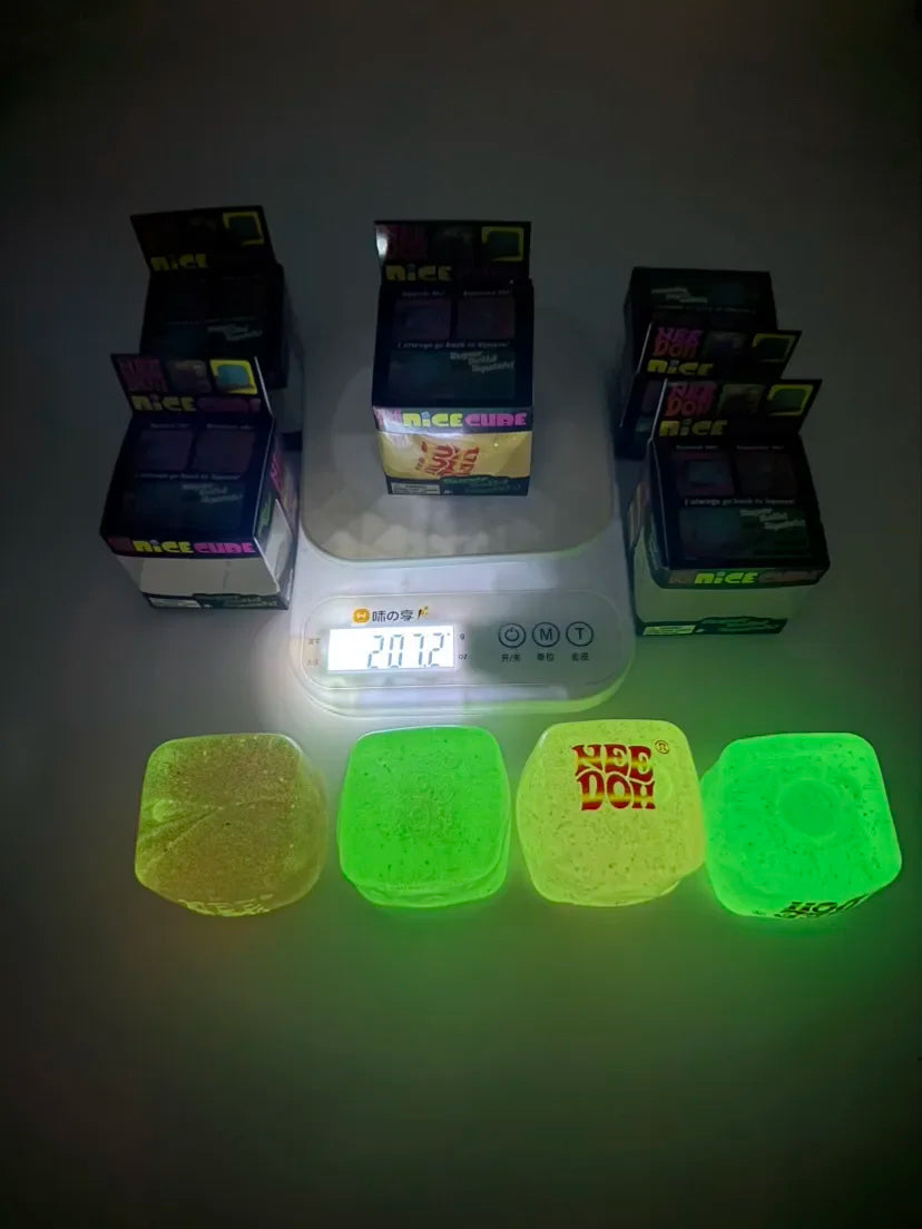 New Schylling Needoh Nice Cube Squishy Stress Toy Glow In The Dark Slow Rebound Sensory Glitter Pressure Relief For Adults gifts