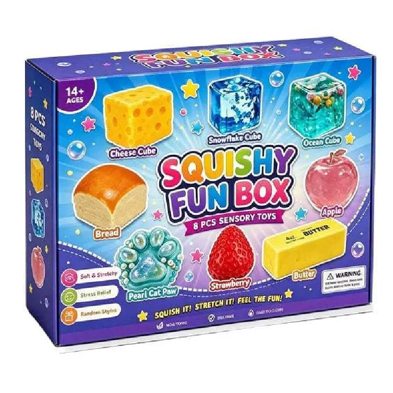 NEW 8pcs/set Mystery Box Slow Rising Squeeze Balls Soft Stretchy Squishy Sensory Fidget Toy for Anxiety Relief Birthday Gifts