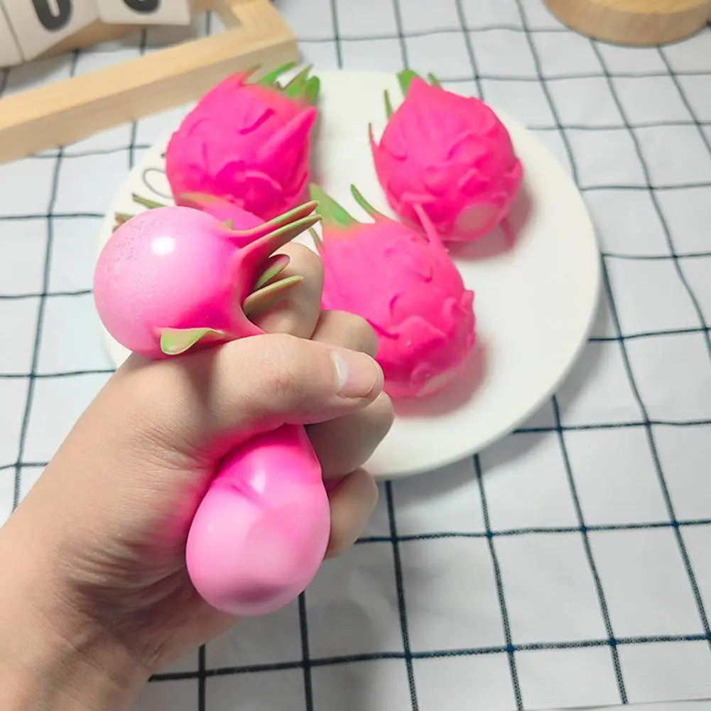 Dragon Fruit Squish Ball Gift Squishy Squeeze Stress Reliever Fidget Sensory Toy Simulation Fruit Food, Squeeze Balls For Kids