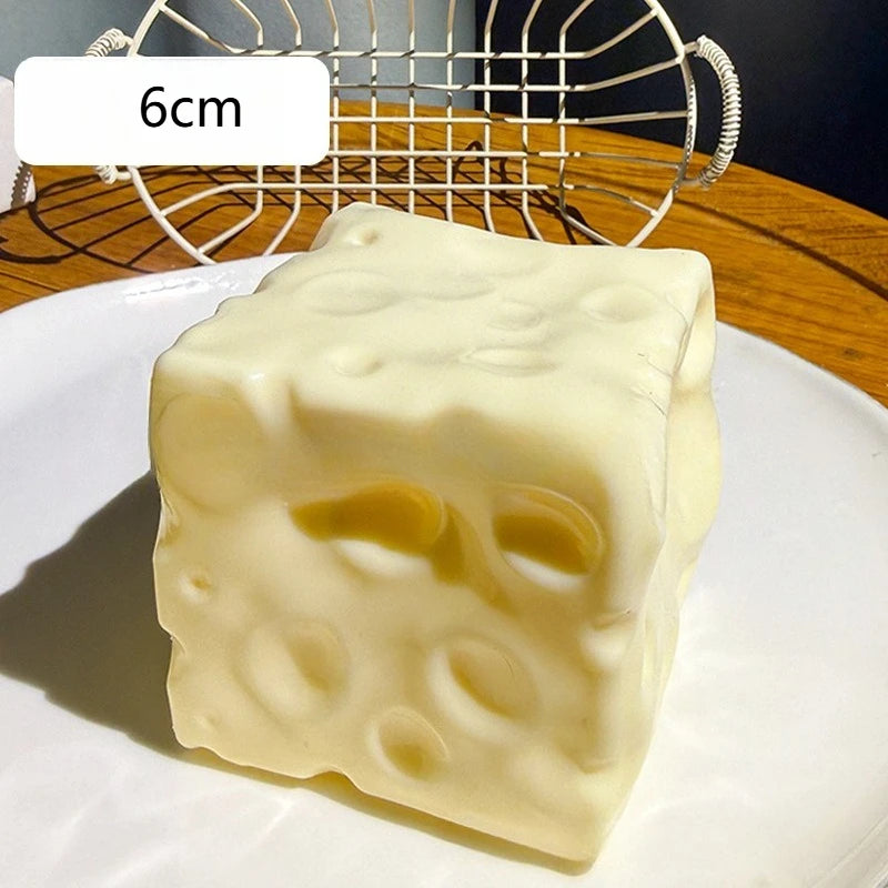 Jumbo Cheese Cube Stress Ball Big Cheese Shapeable Squeeze Ball Non-Bounce Fidget Toy ASMR Sensory Anti-Stress Festival Gift