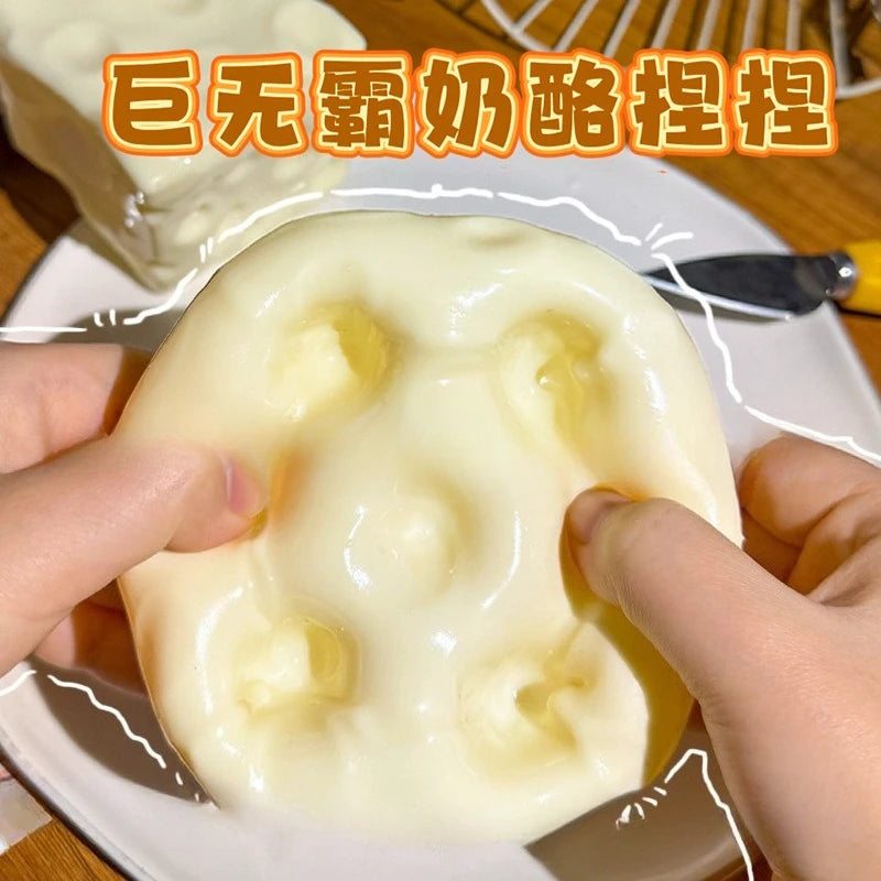 Jumbo Cheese Cube Stress Ball Big Cheese Shapeable Squeeze Ball Non-Bounce Fidget Toy ASMR Sensory Anti-Stress Festival Gift