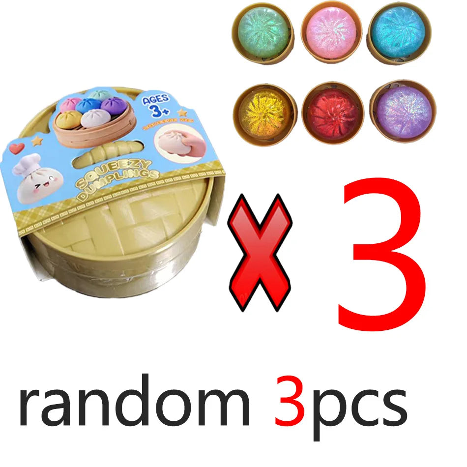 In Stock Glitter Dumpling Glitter Dumpling Squishy with Box Dumplings Sensory Squeeze Toy for Stress Relief