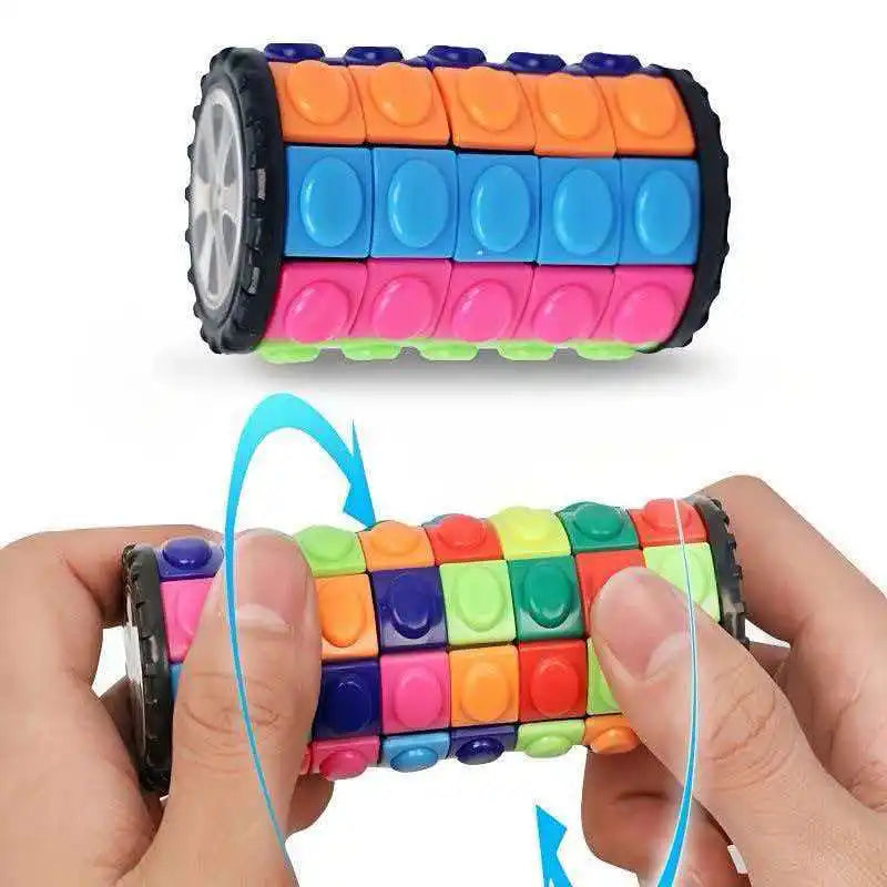 Cylinder 3D Rotate and Slide Puzzle Cube Sensory Toys Autism ADHD Anxiety Stress Relief Gifts For Teens Boys Girls