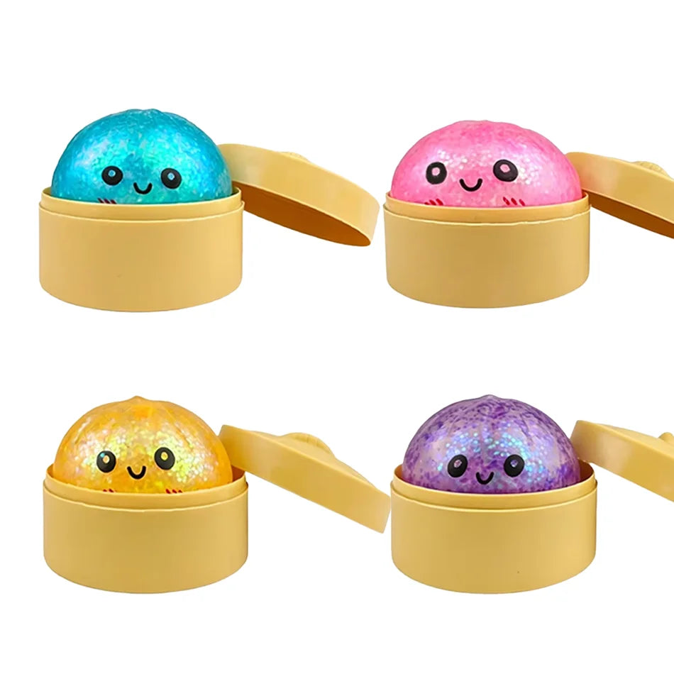Mini 1-24pcs Glitter Dumpling Glitter Dumpling Squishy with Box Dumplings Sensory Squeeze Toy for Stress Relief