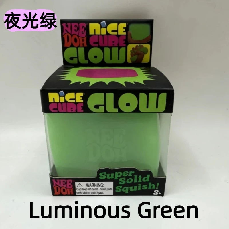 New Schylling Needoh Nice Cube Squishy Stress Toy Glow In The Dark Slow Rebound Sensory Glitter Pressure Relief For Adults gifts