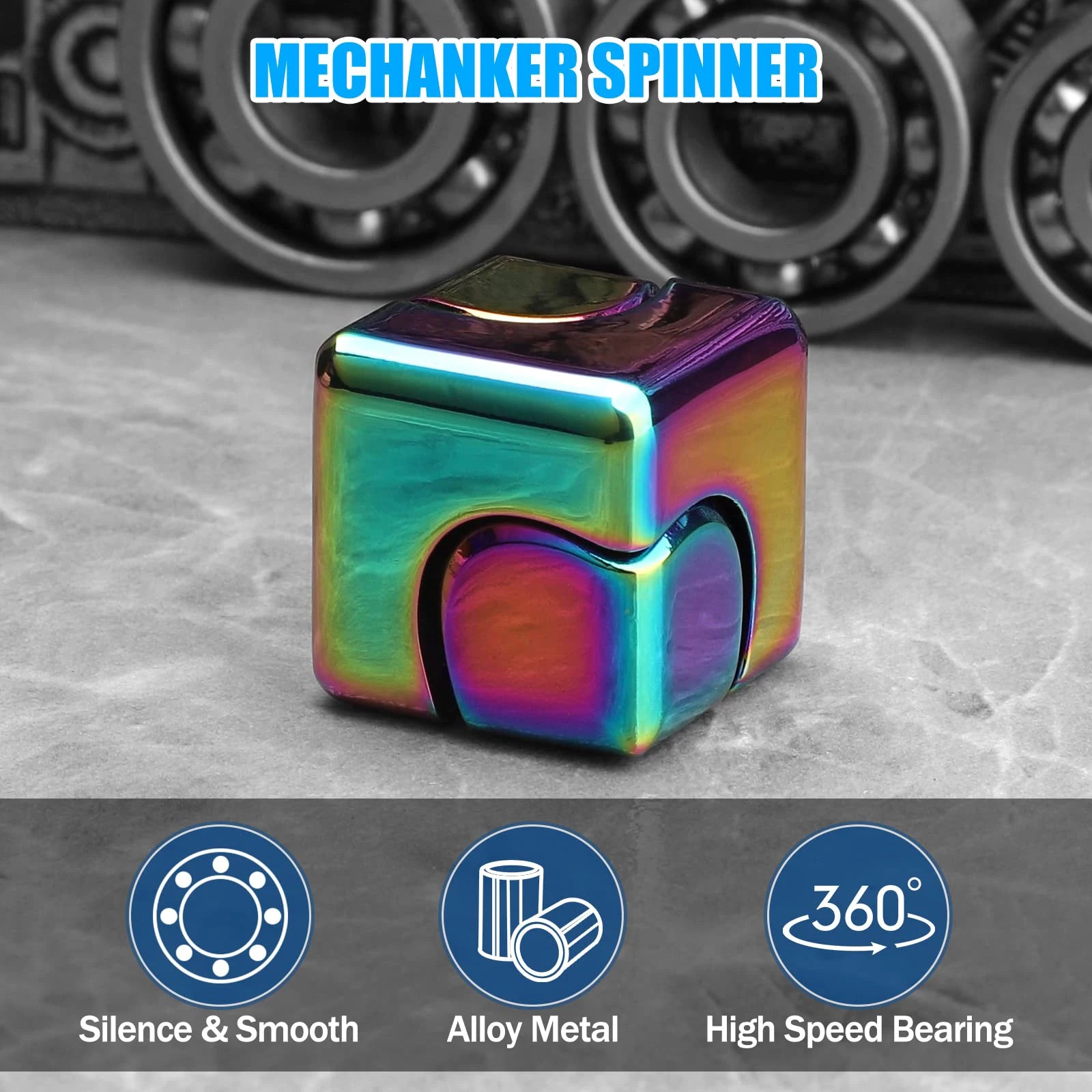 Metal Cube Spinner Fidget Toy Fingertips 3D Puzzle Gyro Gear Sensory Anti Stress Relief Educational Games