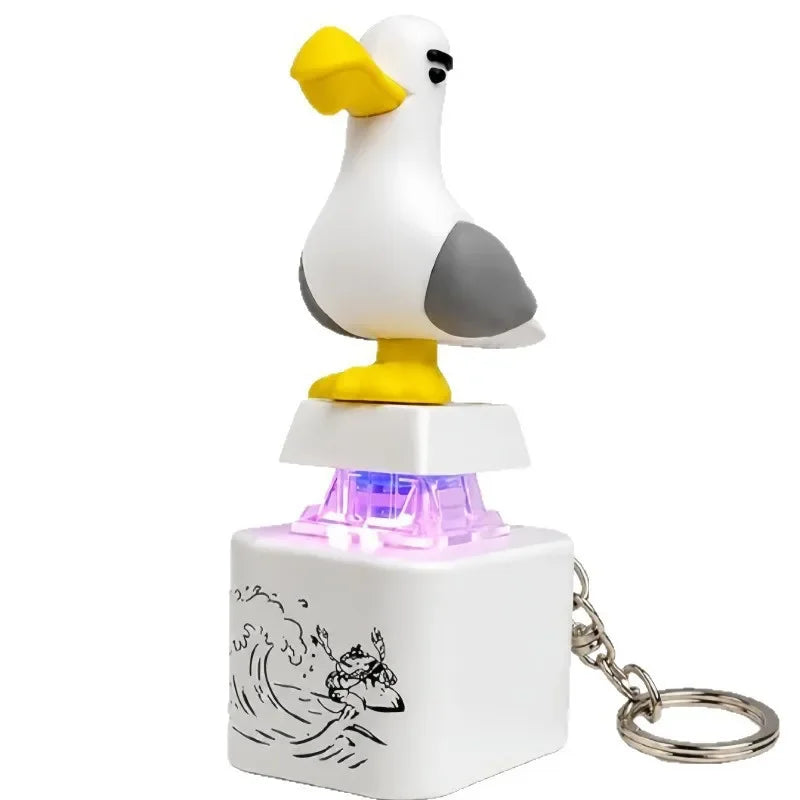Led Light And Sound Mine Bird Keychain Rechargeable Fidget Keyboard Clicker Toy Stress Relief Key Ring For Adults Kids