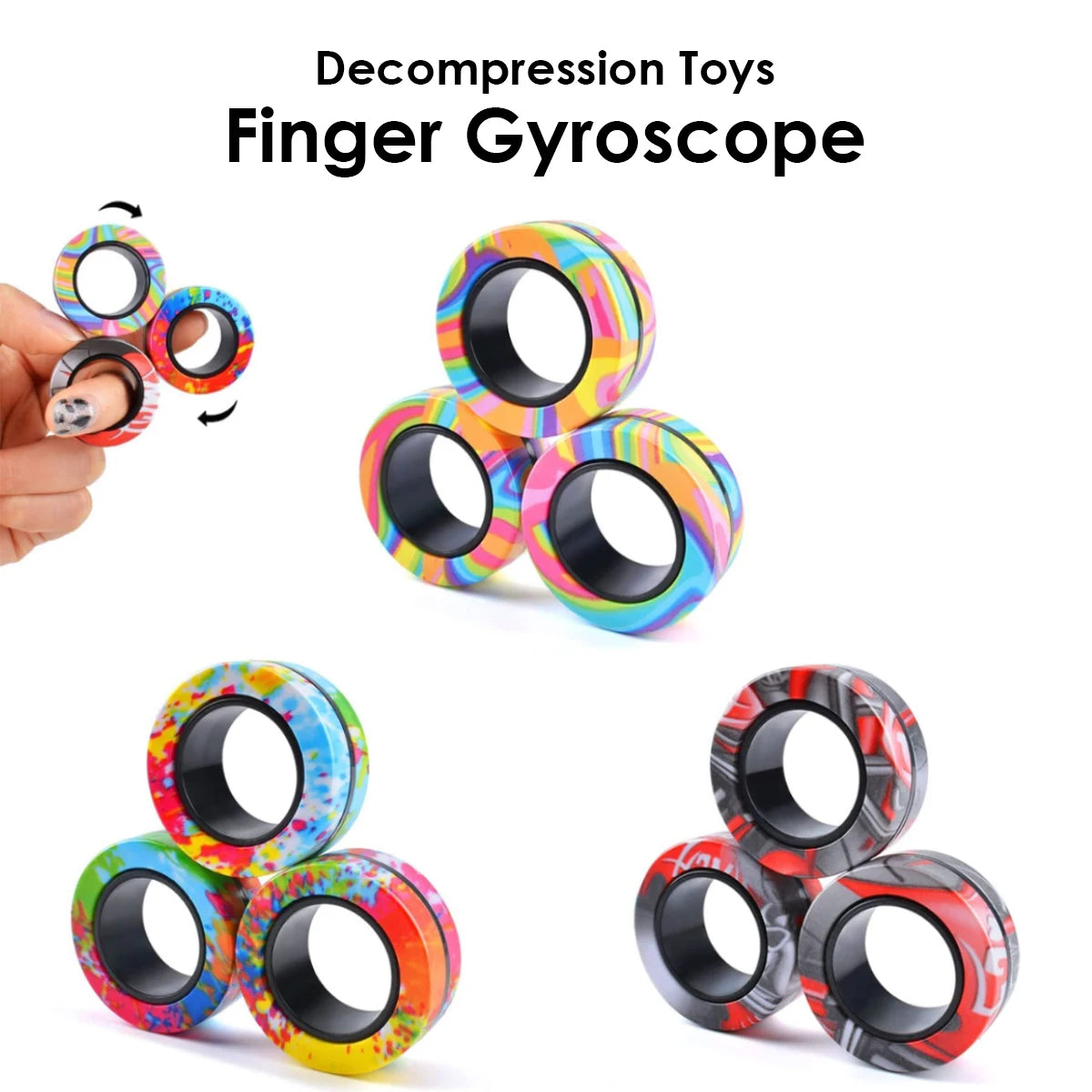 Magnetic Rings Fidget Toy Set (3-Pack)