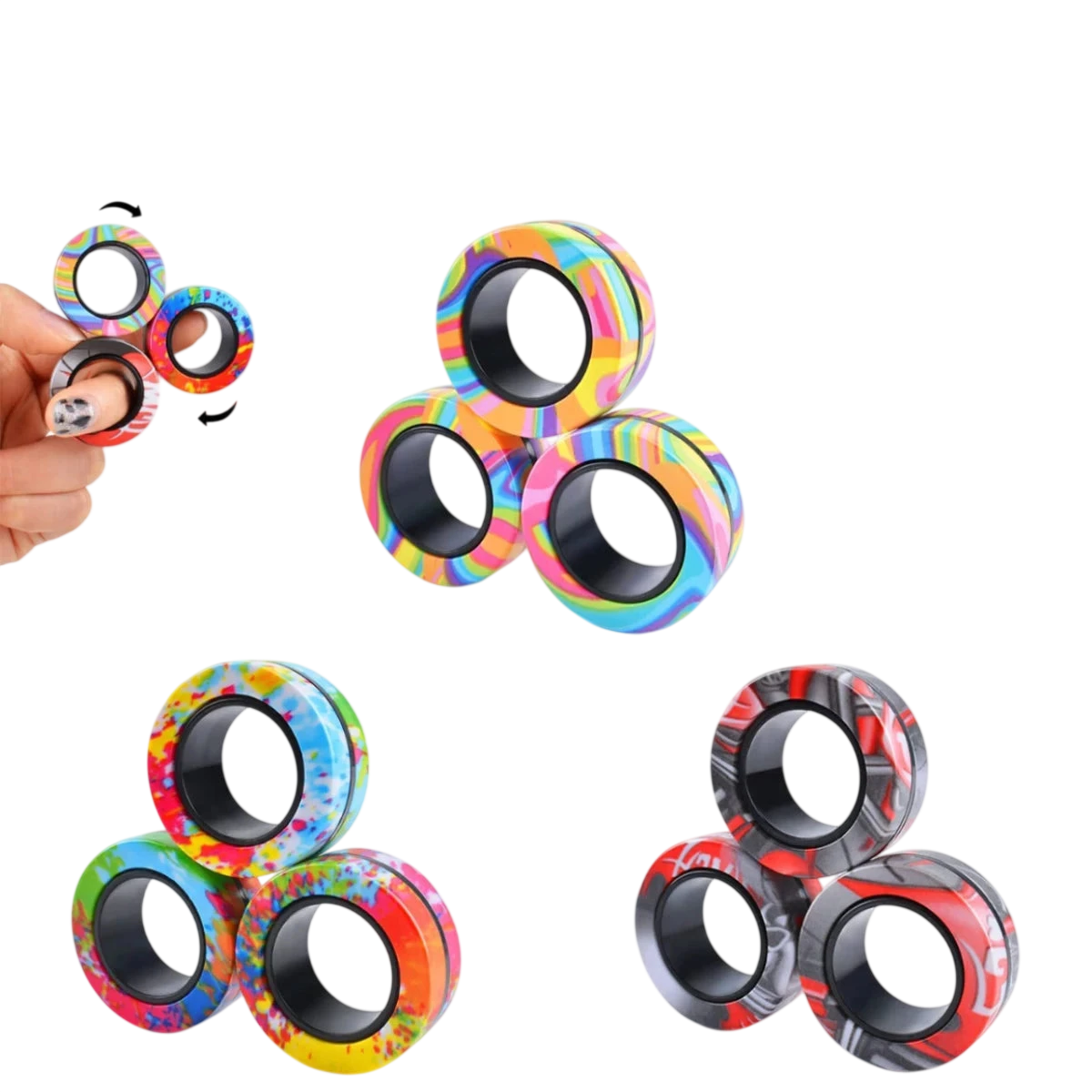 Magnetic Rings Fidget Toy Set (3-Pack)