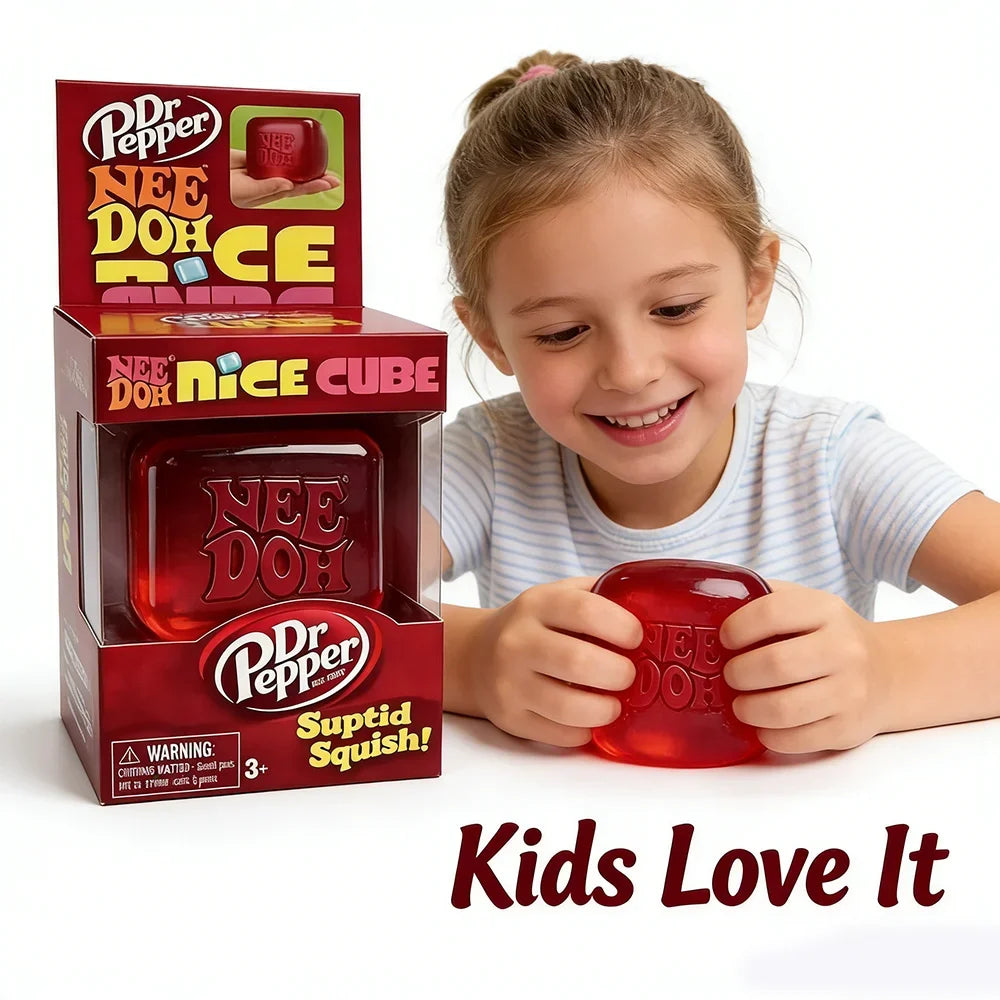 Dr Pepper NeeDoh Nice Cube Squishy Stress Relief Toy Soft Squeeze Fidget Cube for Kids Adults Anxiety Sensory