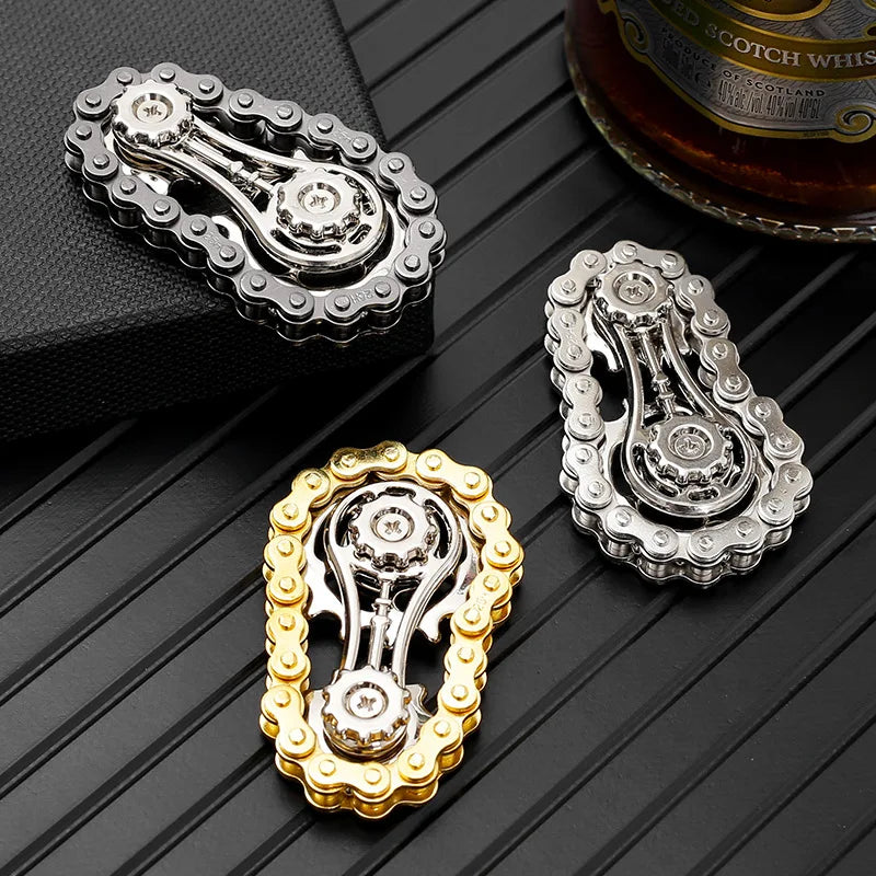 Sprockets Flywheel Gyro Fidget Spinner – Metal Bike Chain EDC