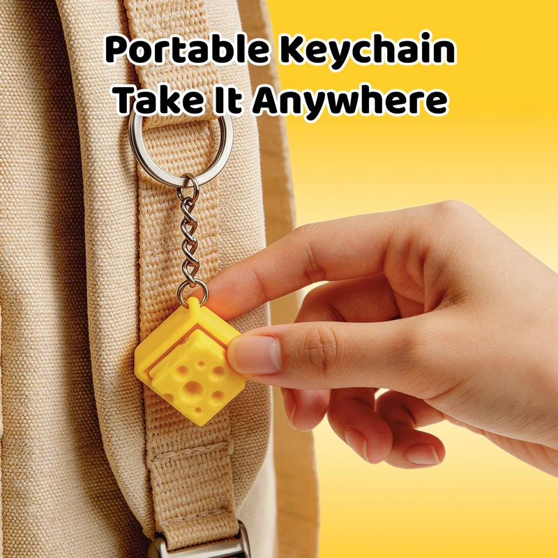 Cheese Keyboard Clicker Keychain Portable Sensory Fidget Toy Crisp Click Sound Cheese Shape Stress Relief Accessory for Decor
