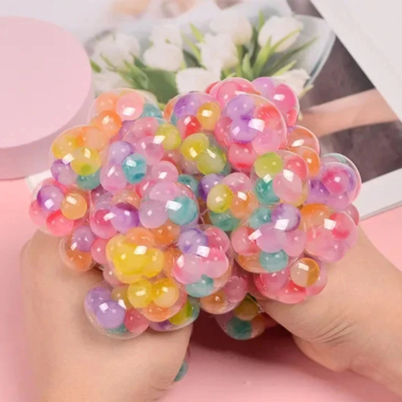 Rainbow Sensory Stress Relief Ball Squishy 3D Fidget Toys for Adults Kids Anti-Anxiety Silent Non-Toxic Toy for Office Classroom