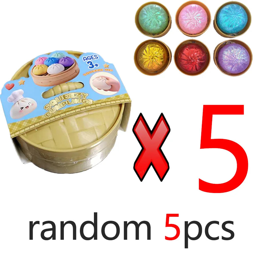 In Stock Glitter Dumpling Glitter Dumpling Squishy with Box Dumplings Sensory Squeeze Toy for Stress Relief