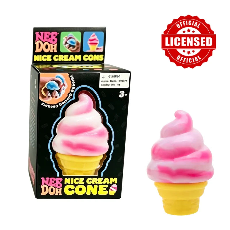 Schylling NeeDoh Ice Cream Cone & Nice Cube Squeeze Fidget Toy Surprise Stress Relief Desktop Ornament Party Gift