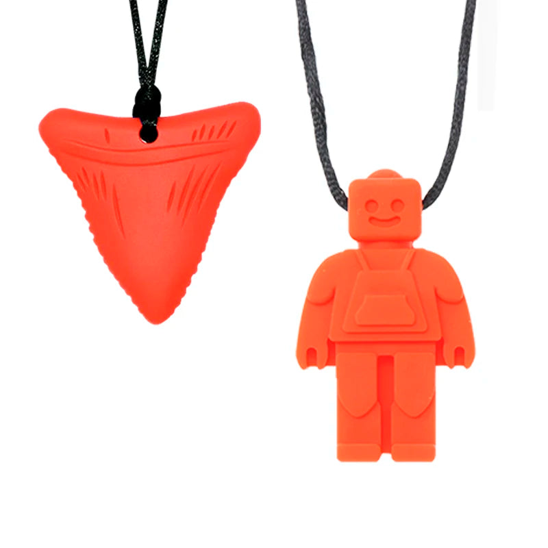 Sensory Chew Necklaces(2 Packs) for Kids with Teething, ADHD, Autism, Biting Needs, Oral Motor Chewy Teether, chewlery tool
