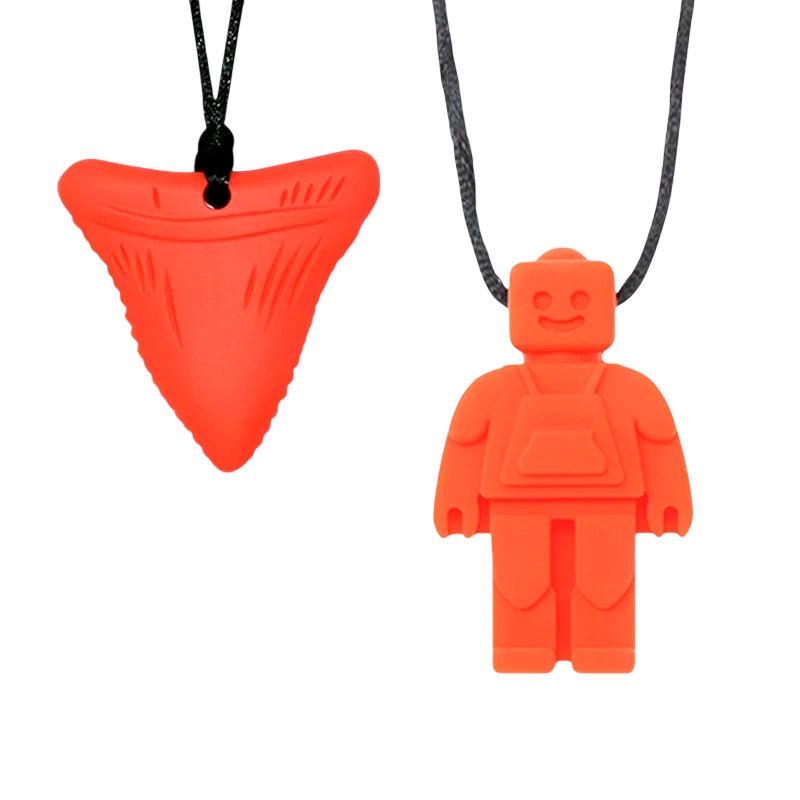 Sensory Chew Necklaces(2 Packs) for Kids with Teething, ADHD, Autism, Biting Needs, Oral Motor Chewy Teether, chewlery tool