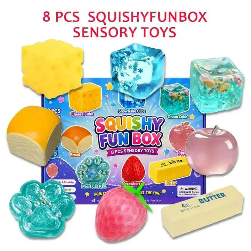 NEW 8pcs/set Mystery Box Slow Rising Squeeze Balls Soft Stretchy Squishy Sensory Fidget Toy for Anxiety Relief Birthday Gifts