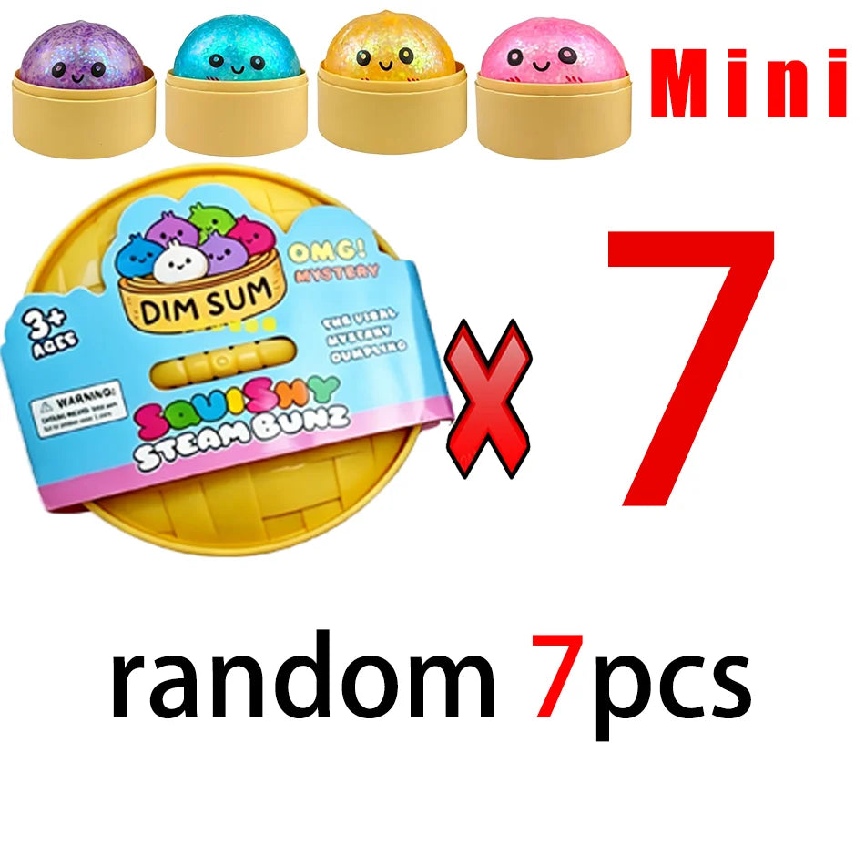 Mini 1-24pcs Glitter Dumpling Glitter Dumpling Squishy with Box Dumplings Sensory Squeeze Toy for Stress Relief