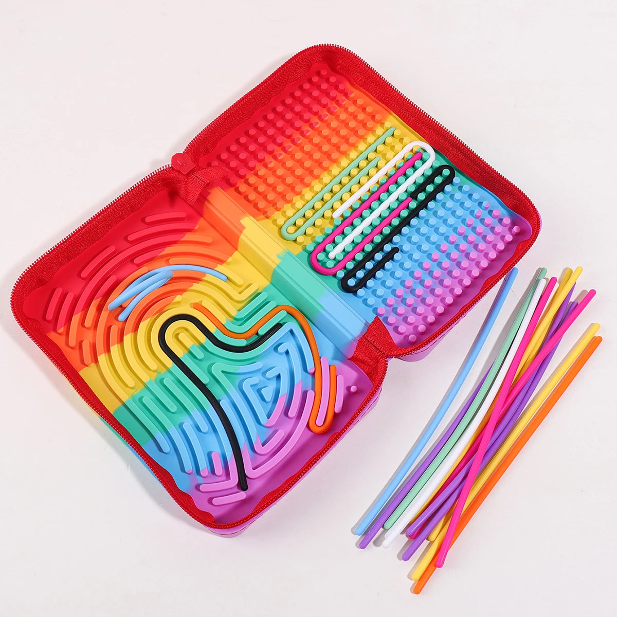 Silicone Rainbow Desk Stationery Fidget Toy 20 Strings Educational Sensory Puzzle Food Grade BPA Free for Student