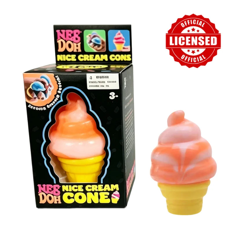 Schylling NeeDoh Ice Cream Cone & Nice Cube Squeeze Fidget Toy Surprise Stress Relief Desktop Ornament Party Gift