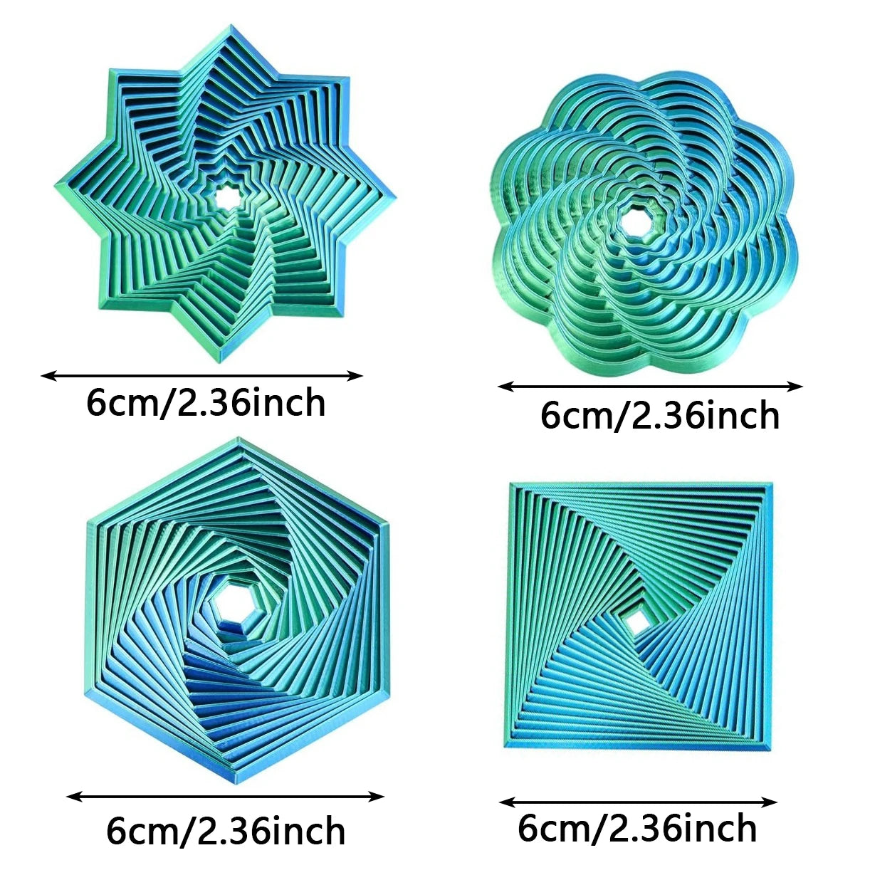 4pcs Fractal Spiral Hexagon Restless Star, Colorful Rotating Spiral Design, Stress Relief Desk Polygon Office and Home Party