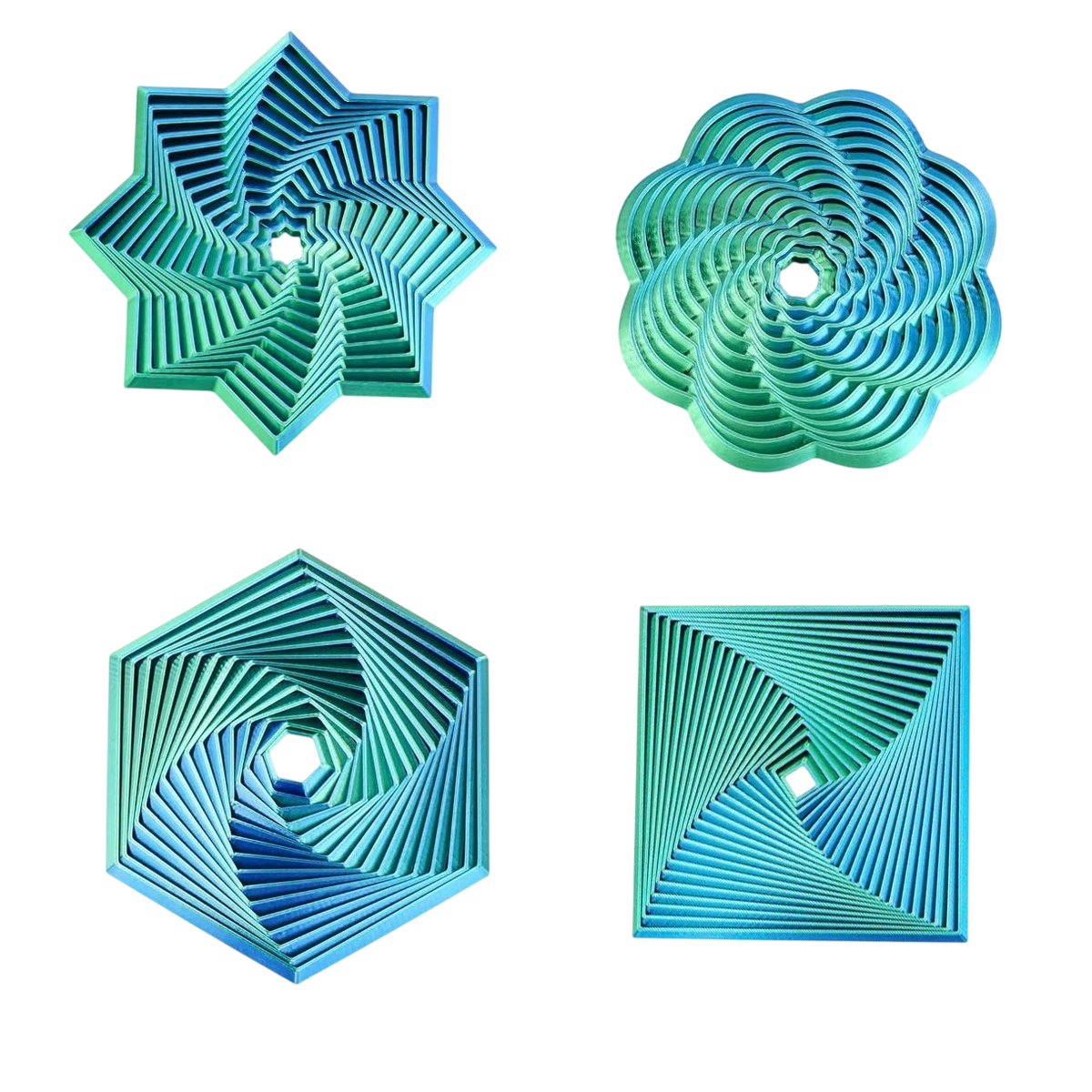 4pcs Fractal Spiral Hexagon Restless Star, Colorful Rotating Spiral Design, Stress Relief Desk Polygon Office and Home Party