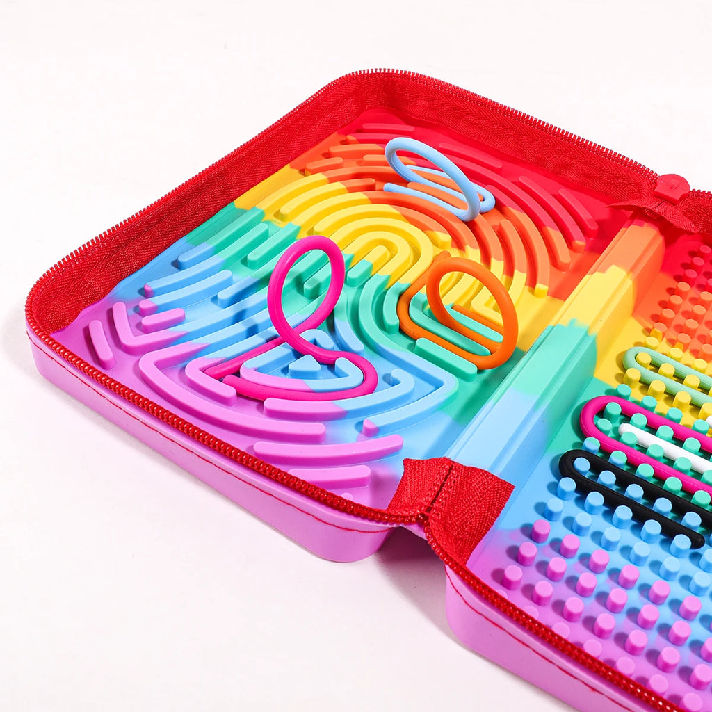 Silicone Rainbow Desk Stationery Fidget Toy 20 Strings Educational Sensory Puzzle Food Grade BPA Free for Student