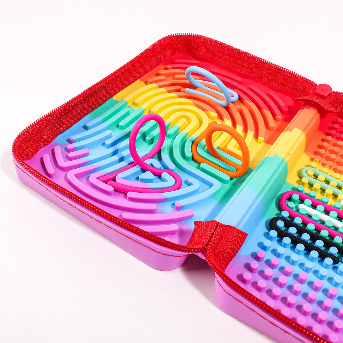 Silicone Rainbow Desk Stationery Fidget Toy 20 Strings Educational Sensory Puzzle Food Grade BPA Free for Student