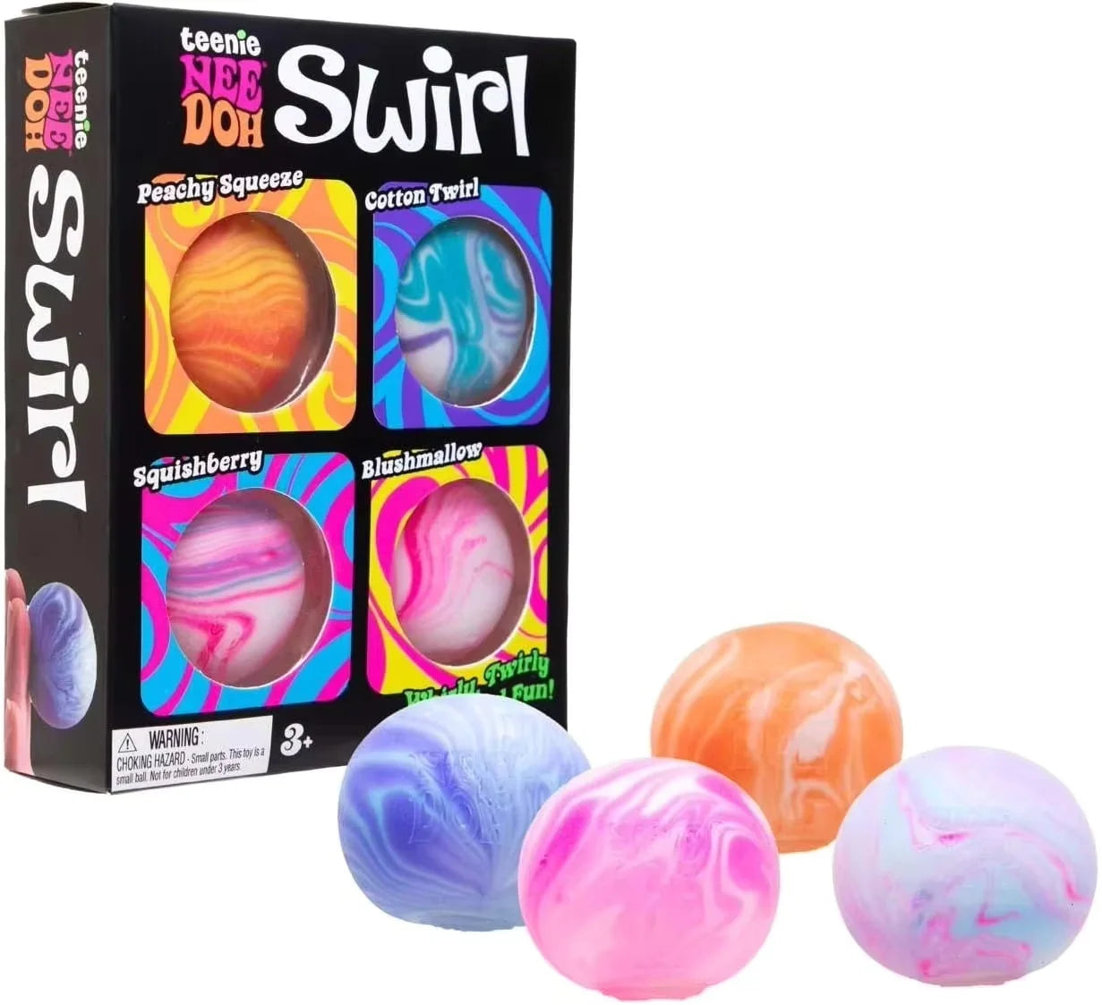 Hot 4Pcs Swirl NeeDoh Teenie Stress Balls Ultra Squishy Moldable Sensory Fidget Toy Blind Box Anti-Stress Relief for Adults