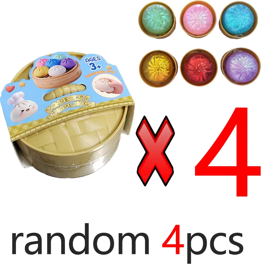 In Stock Glitter Dumpling Glitter Dumpling Squishy with Box Dumplings Sensory Squeeze Toy for Stress Relief