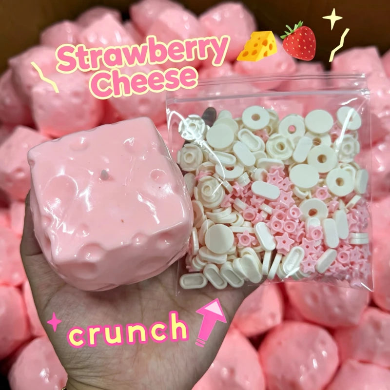 Handmade Ball Crunchy Cheese Cube Stress Ball Big Cheese Shapeable Squeeze Ball Non-Bounce Fidget Toy ASMR Sensory Anti-Stress