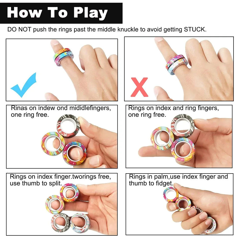Magnetic Rings Fidget Spinner Set – 3-Piece Pack
