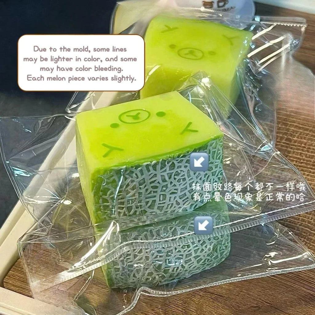 Green Melon Bear Slow Rising Squishy Toy Cute Animal Squeeze Fidget Toy Anxiety Relief Toy for Desk Decor Present SS